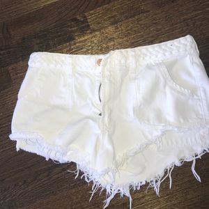 White high rise jean shorts